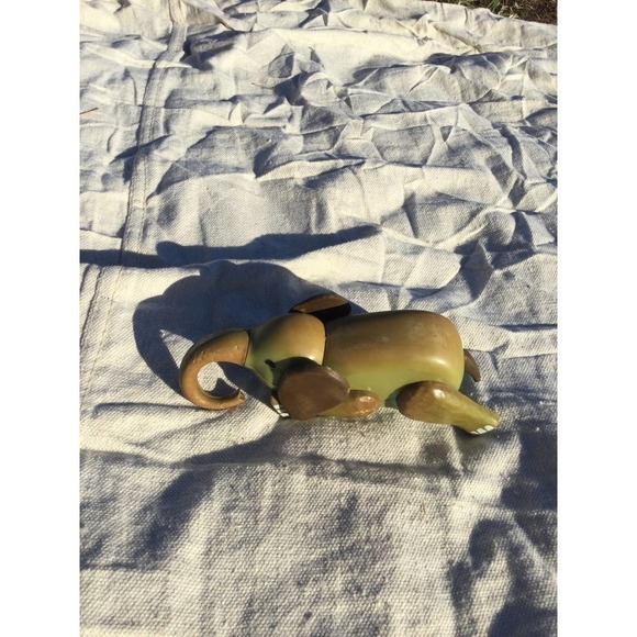 Vintage e-rr toy elephant 4” 4 in Hong Kong green Moveable safari Africa - Picture 3 of 10